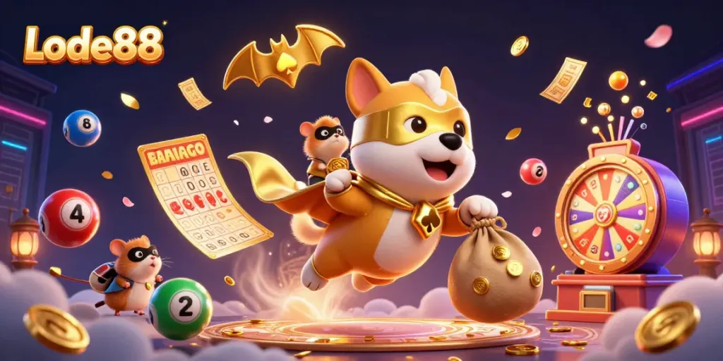 Experience the excitement of Lode88 with vibrant lottery elements in a dynamic 3D illustration.