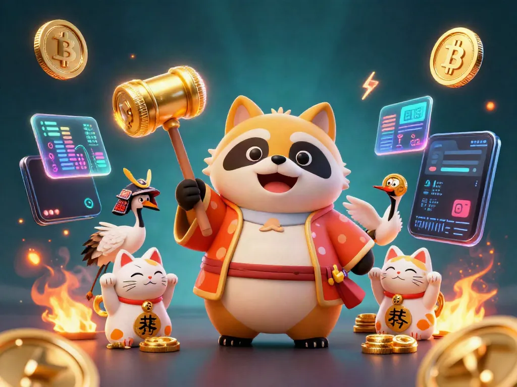 Experience thrilling betting with ku88 in a vibrant 3D scene showcasing fortune cats and cryptocurrencies.