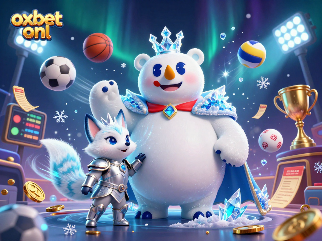 Experience thrilling gameplay with oxbet onl, featuring a vibrant sports scene with a cool polar bear and fox.
