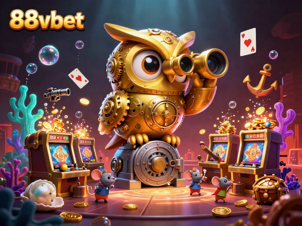 Experience the thrilling games at 88vbet with dynamic characters and dazzling treasures in this vibrant casino scene.