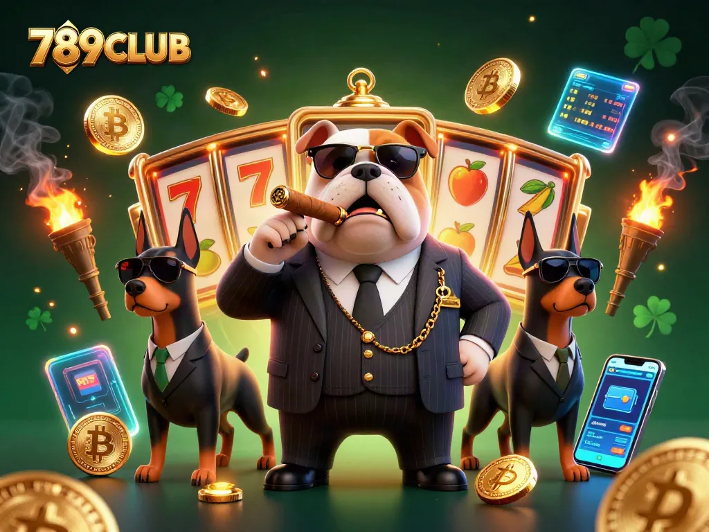 Experience the excitement of 789CLUB casino games as the mafia boss bulldog and his guards take center stage.