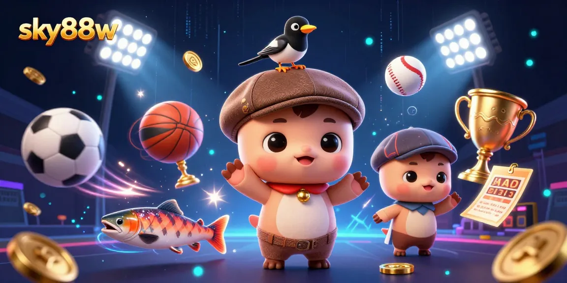 Experience thrilling gameplay with sky88w in this vibrant 3D casino scene filled with dynamic sports elements.