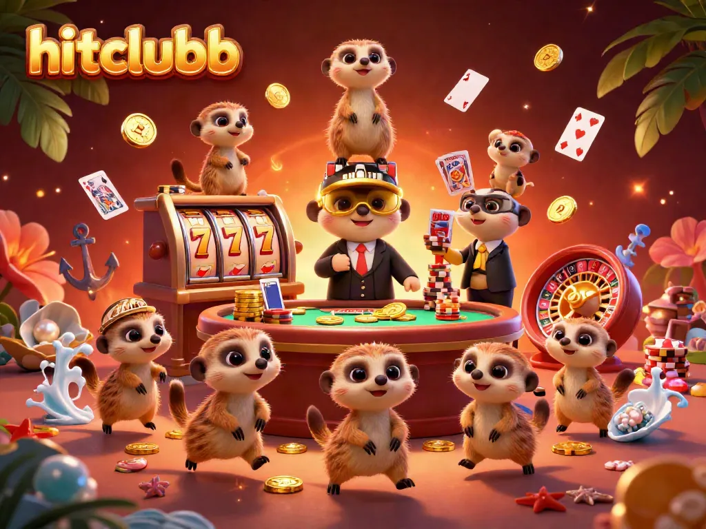 Experience thrilling wins at hitclubb with animated meerkats running a vibrant casino operation.
