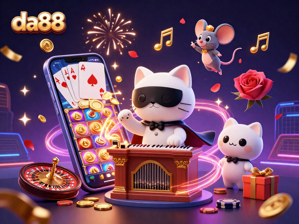 Engage in immersive play at da88 with vibrant slot games and festive casino elements.