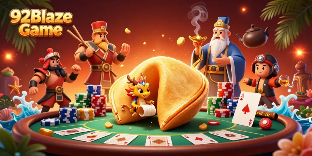 Experience the thrill of 92Blaze Game with vibrant characters and dynamic poker elements.