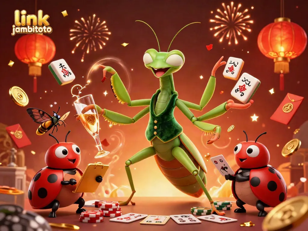 Engage with link jambitoto through a vibrant casino scene showcasing animated characters and festive elements.